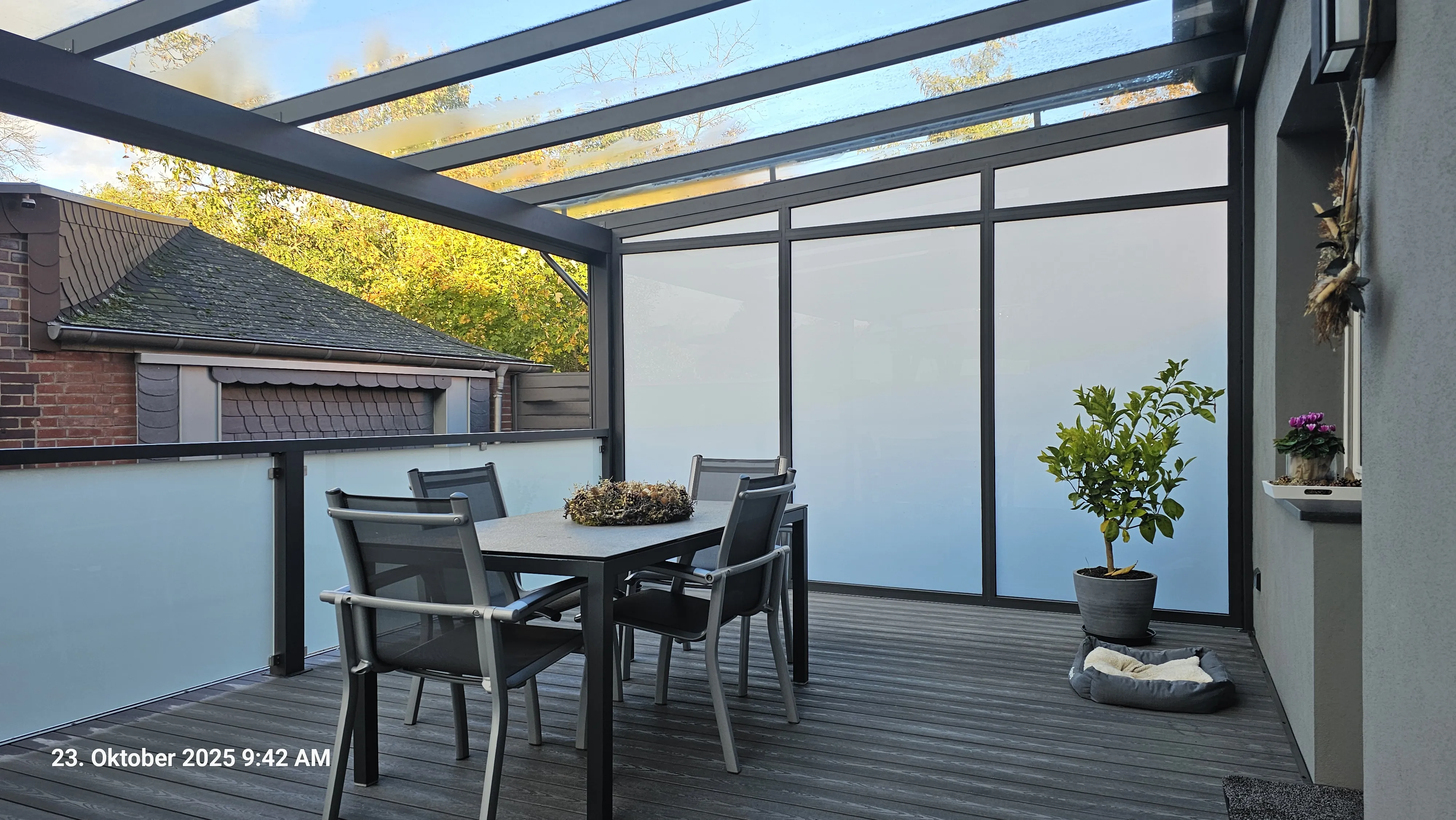 Aluminium-Terrassenüberdachung am Niederrhein – Montage in Rheinberg durch Bauelemente Wigezzy